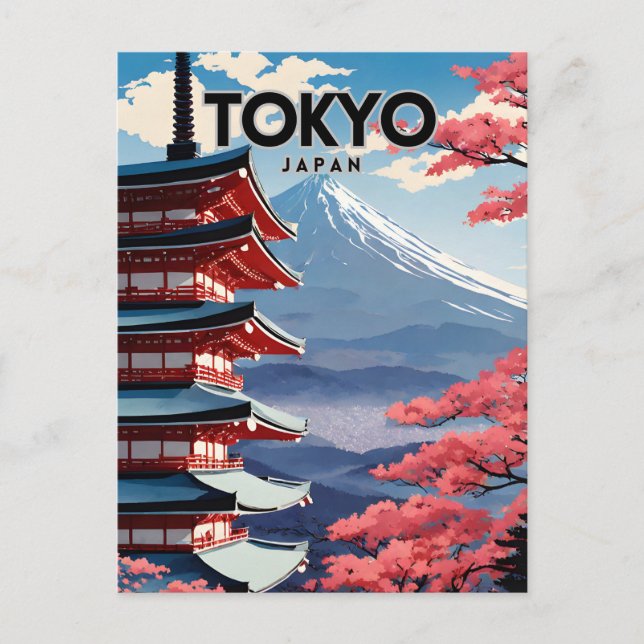 Tokio Japan Nostalgie Postkarte (Vorderseite)