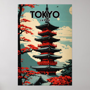 Tokio Japan Nostalgische Retroreise Poster