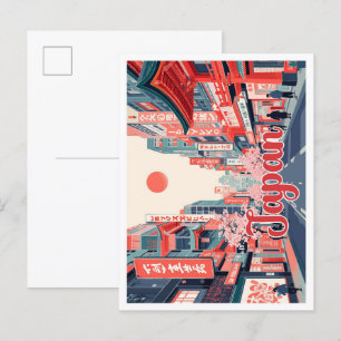 Tokio Japan Pop-Art Reiseillustration Postkarte