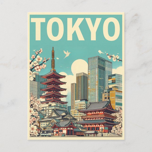 Tokio Japan Reise Vintage Geschenke Postkarte (Vorderseite)