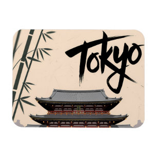 Tokio Japan Reise Vintage Tempel Kalligrafie Kunst Magnet