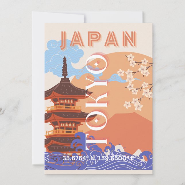 Tokio Japan Reisekunst Feiertagskarte (Vorderseite)