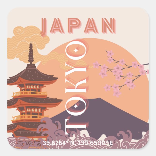 Tokio Japan Reisen Kunst, Kultur und Kultur Quadratischer Aufkleber (Vorderseite)