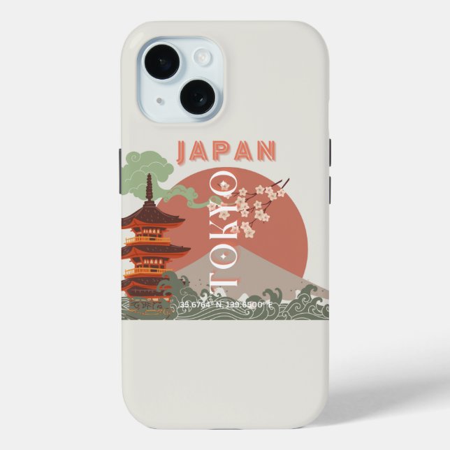 Tokio Japan Reisen Kunst, Retro Art Reisen Case-Mate iPhone Hülle (Rückseite)