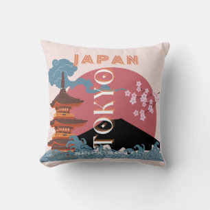 Tokio Japan Reisen Kunst, Retro Art Reisen Kissen