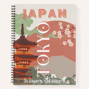Tokio Japan Reisen Kunst, Retro Art Reisen Notizbuch