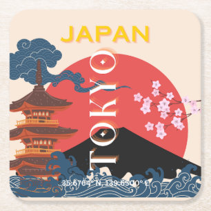 Tokio Japan Reisen Kunst, Retro Art Reisen Rechteckiger Pappuntersetzer
