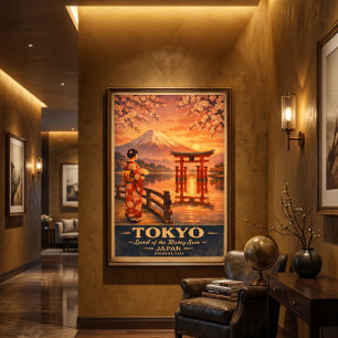 Tokio Japan Retro Reise Druck Vintage Wandkunst Poster