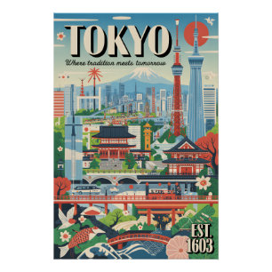 Tokio Japan Retro-Reiseplakat-Kunst Poster