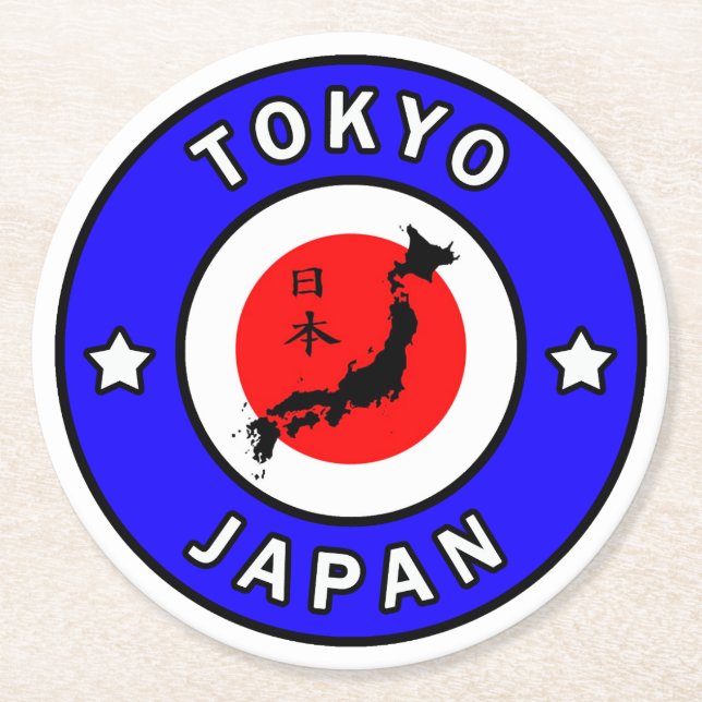 Tokio Japan Runder Pappuntersetzer (Vorderseite)