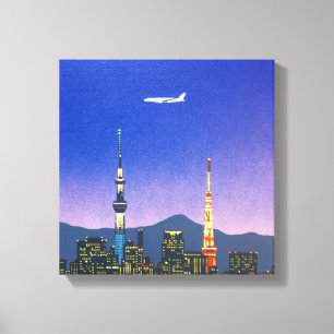 Tokio Japan Skyline 80er Hiroshi Nagai Kunst Leinwanddruck