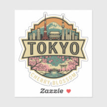 Tokio Japan Skyline Berg Fuji Reisebadge