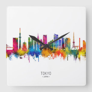 Tokio Japan Skyline Quadratische Wanduhr