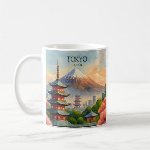 Tokio Japan Stadtansicht Aquarell Souvenir Kaffeetasse