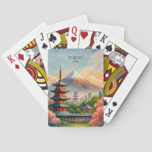 Tokio Japan Stadtlandschaft Aquarell Souvenir Spielkarten