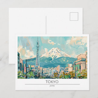 Tokio Japan Vintage Kunst Illustration Reise Postkarte