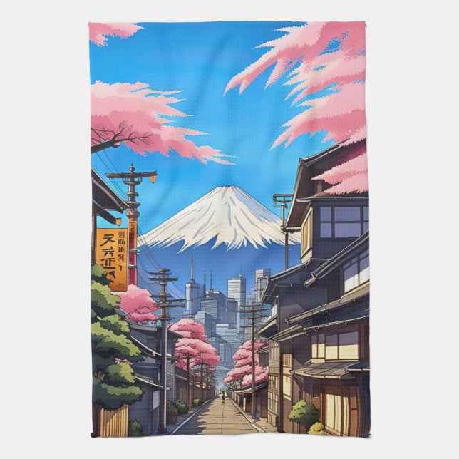 Tokio Mt Fuji  Geschirrtuch (Vertikal)