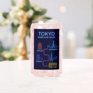 Tokio Nachtbus-Routen Neon-Design-Gepäckanhänger Dosenglas