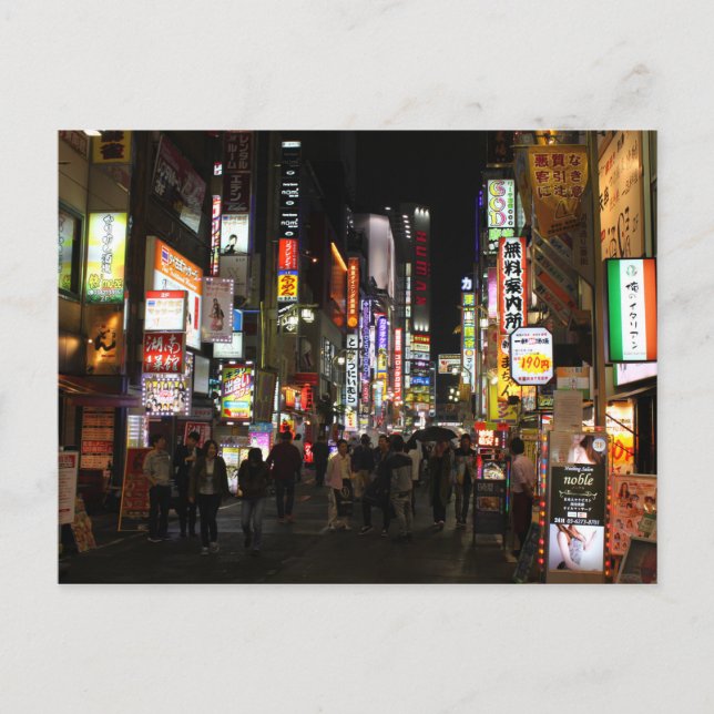 Tokio neont nachts Japan Postkarte (Vorderseite)
