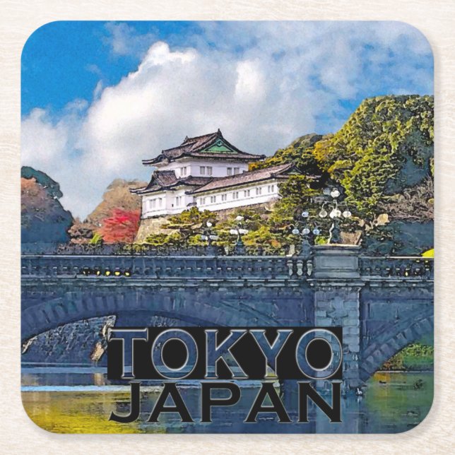 Tokio Rechteckiger Pappuntersetzer (Vorderseite)