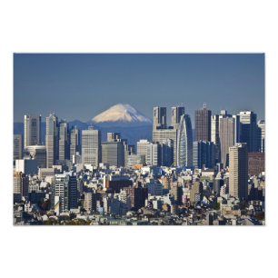 Tokio, Skyline des Bezirks Shinjuku, Berg Fuji, Fotodruck