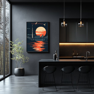 Tokio-Sonnenuntergang - Stadtsilhouetten Poster