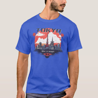 Tokio Stadt ist wie ein magisches Retro T-Shirt
