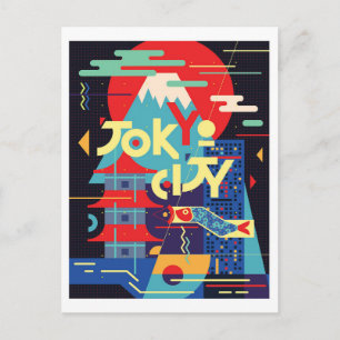 Tokio Stadt, Japan, Illustration, Vintage Postkarte