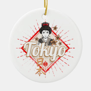 Tokio Stadt Japan Retro Geisha Vintage Blume Keramik Ornament
