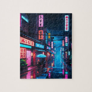 Tokio-Straße bei Nacht LoFi-Kunst