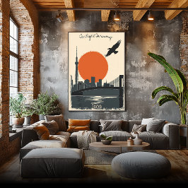 Tokio Twilight - Minimalistische Skyline Reflektio Poster