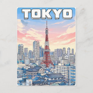 Tokio Vintage-Anime-Reisepostkarte Postkarte