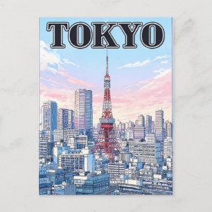 Tokio Vintage-Anime-Reisepostkarte Postkarte