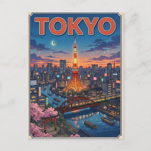 Tokio Vintage-Anime-Reisepostkarte Postkarte