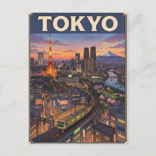 Tokio Vintage-Anime-Reisepostkarte Postkarte