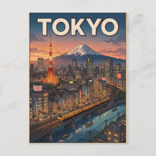 Tokio Vintage-Anime-Reisepostkarte Postkarte