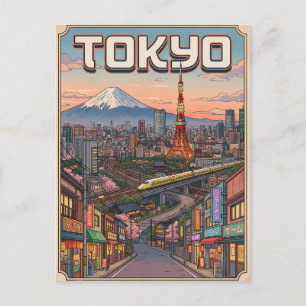 Tokio Vintage-Anime-Reisepostkarte Postkarte