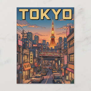 Tokio Vintage-Anime-Reisepostkarte Postkarte