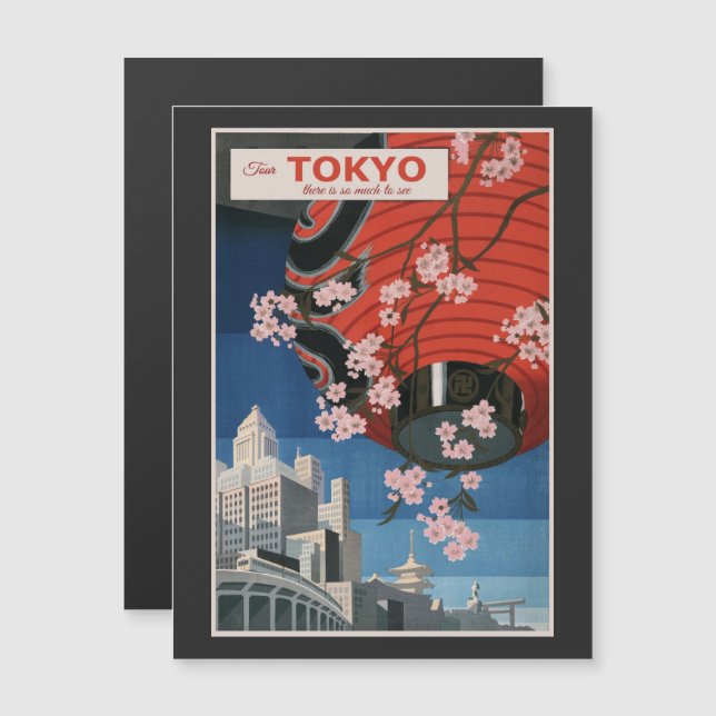 Tokio Vintage-Tourismuswerbung Magnetkarte (Vorne/Hinten)