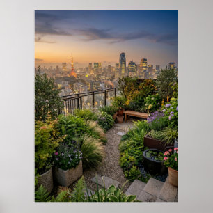 Tokioter Dachgarten Sonnenuntergang Poster