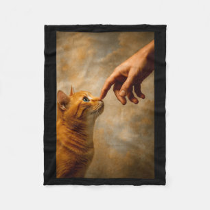 Tokioter Katze mit Strohhut und Teetasse Skytree C Fleecedecke