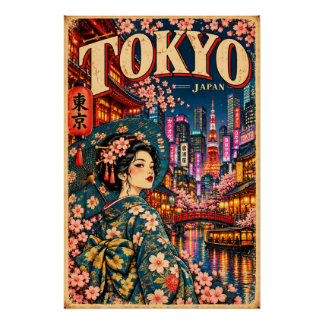 Tokioter Vintage-Stil Poster