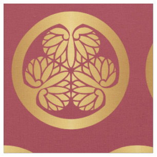 Tokugawa Aoi Mon Japanisches Familienwappen Gold a Stoff