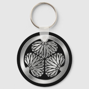 Tokugawa Clan Kamon silbernes Chrom Schlüsselanhänger