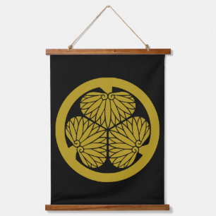 Tokugawa Shogun Japanisches Familienwappen Wandteppich Mit Holzrahmen