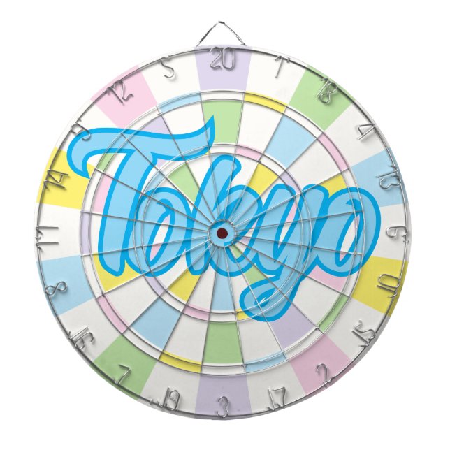 Tōkyō Blauer bearbeitbarer Text in Weiß- und Paste Dartscheibe (vorne)