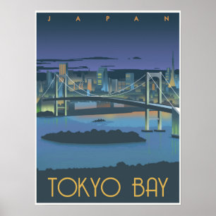 Tokyo-Bucht nachts Poster