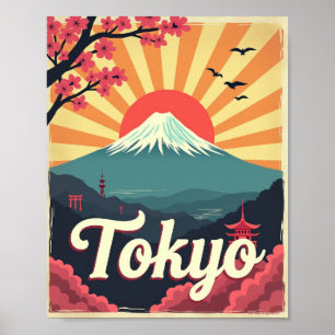 Tokyo en Fleurs – Affiche de Voyage Rétro