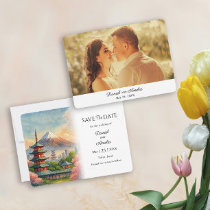 Tokyo Hochzeit in Urlaubsort Save the Date Karte