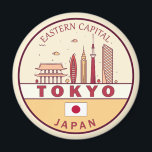 Tokyo Japan City Skyline Emblem Magnet<br><div class="desc">Tokyo minimalistisches,  farbenfrohes Kunstdesign mit Denkmälern und Sehenswürdigkeiten der Stadt in Japan.</div>
